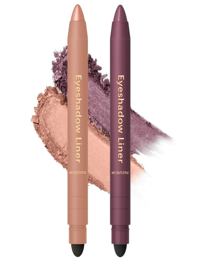 HDFDREO Shadow Liner 2-In-1 Eyeliner & Eyeshadow,Shadow Liner Duo,Plum Eyeshadow Stick,Waterproof,Long-Lasting & Smudge-Proof Wear,Smooth,Easy To Color (Champagne Gold+Purple) - Image 1